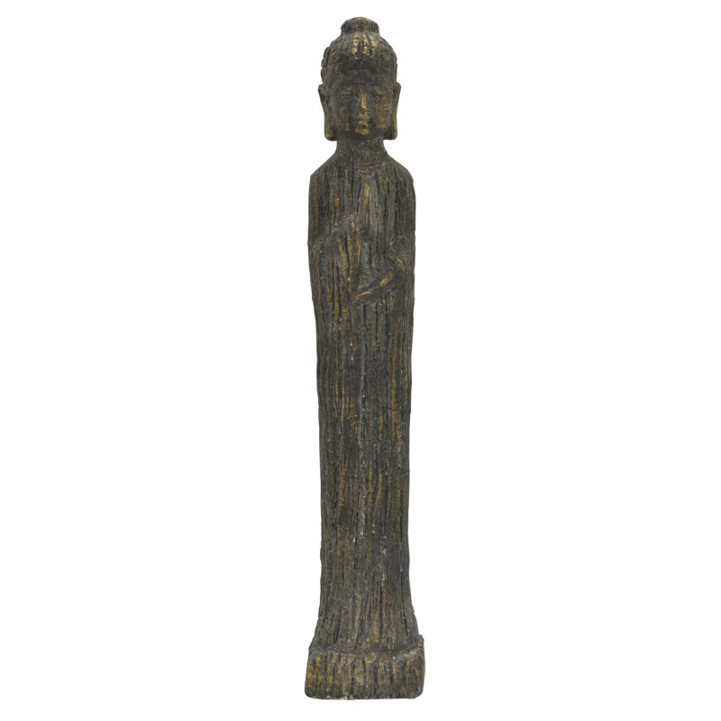 Statue bouddha debout Dells, Gris, H 30 po x l 5 po x P 5 po