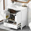 Meuble-lavabo blanc avec tiroir, rangement fonctionnel et lavabo en bois massif 30 po-1264165600