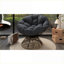 Fauteuil d'appoint ergonomique en osier de 40 po pour adultes, housse à 3 coussins épais, pivotant sur 360 °, structure en fer robuste, 2 options de couleurs (base brun noyer)