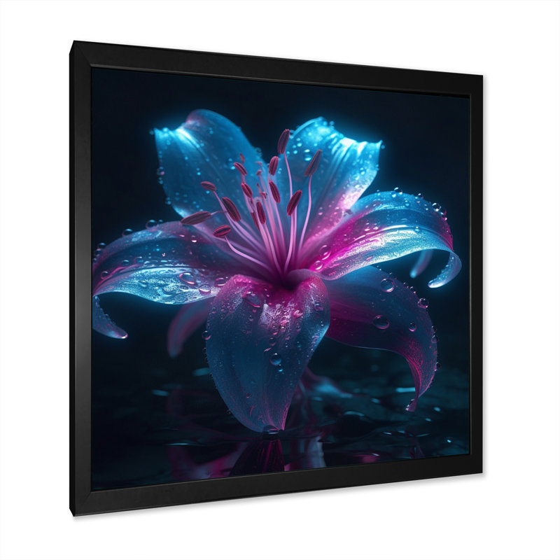 «Blue Lily Dreams I» sur toile, Cadre photo noir, H 16 po x l 16 po x P 1 po