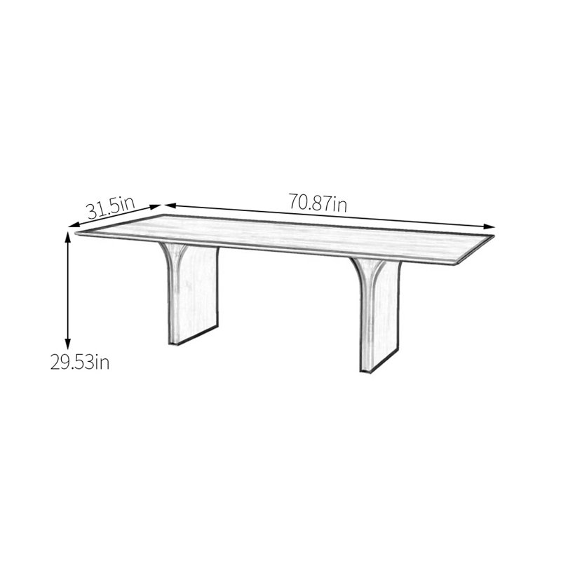 Table de salle à manger simple en bois massif, H 29,53 po x L 70,87 po x l 31,5 po