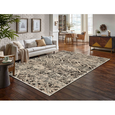 Ostergren Collection Black/Brown/Beige Transitional Tribal Area Rug