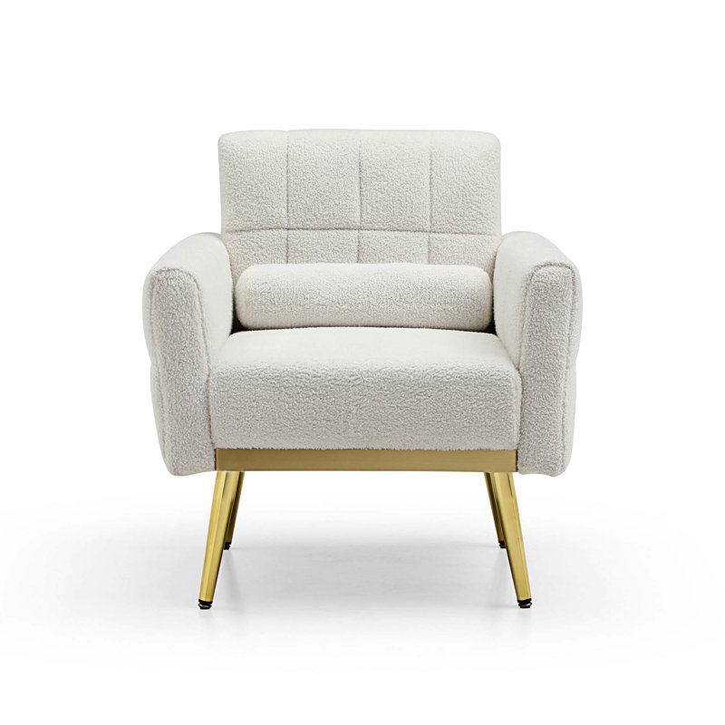 Lunie Upholstered Accent Chair, White Fabric