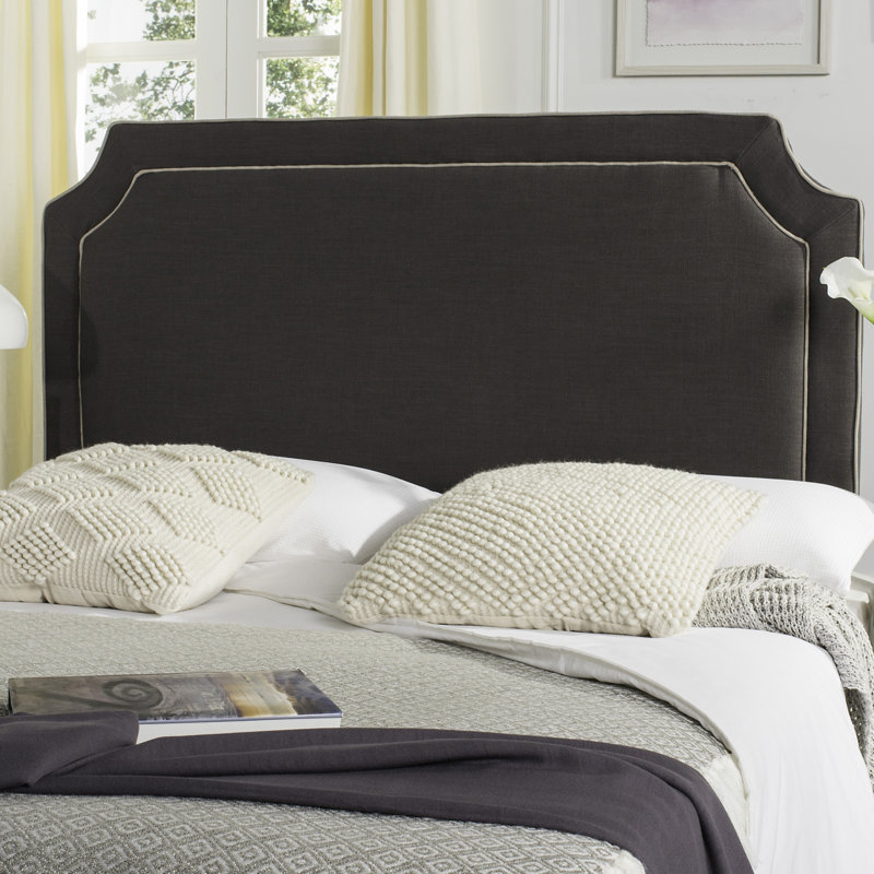 Cloverdale Upholstered Panel Headboard, King, Charcoal/True Taupe Piping
