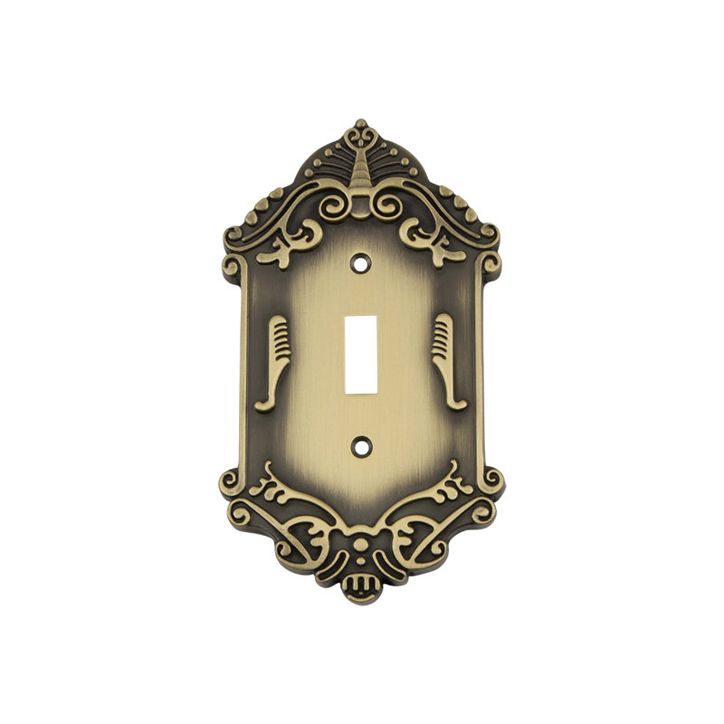 Victorian 1-Gang Toggle Light Switch Wall Plate, Antique Brass