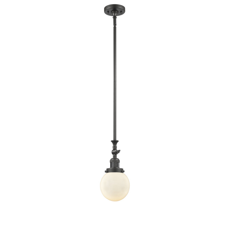 Luminaire suspendu sphère 1 lumière Zarmayr, Ampoule non incluse, Boîtier blanc mat, Bronze huilé