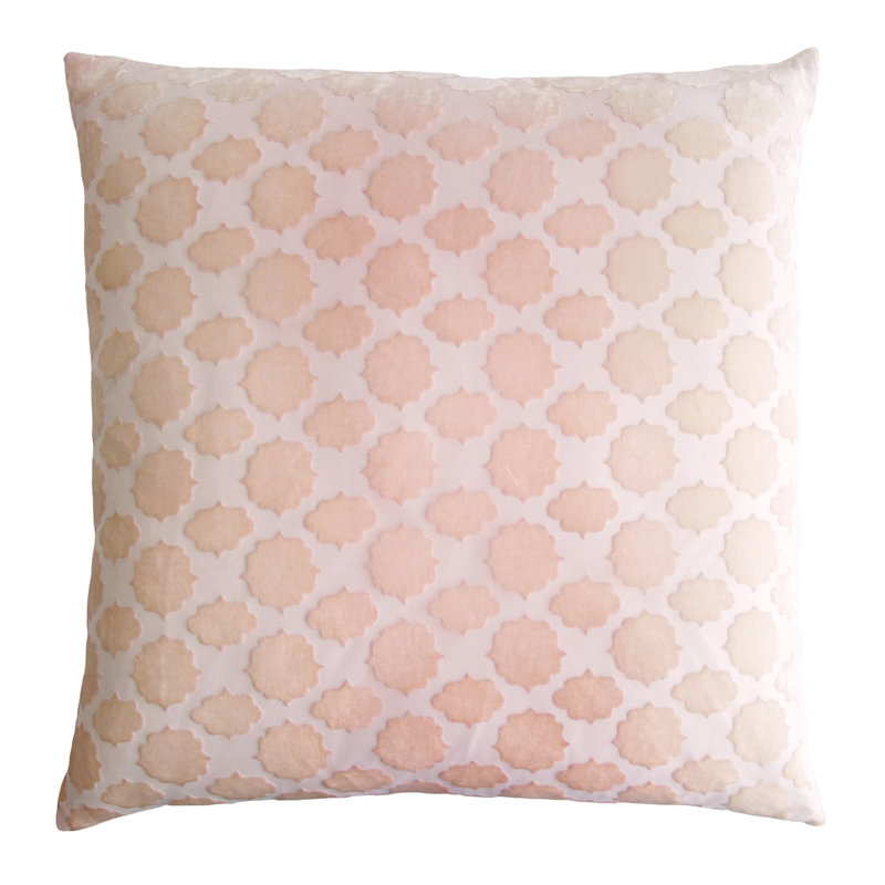 Mod Fretwork Square Velvet Pillow Cover & Insert, 18" x 18", Blush