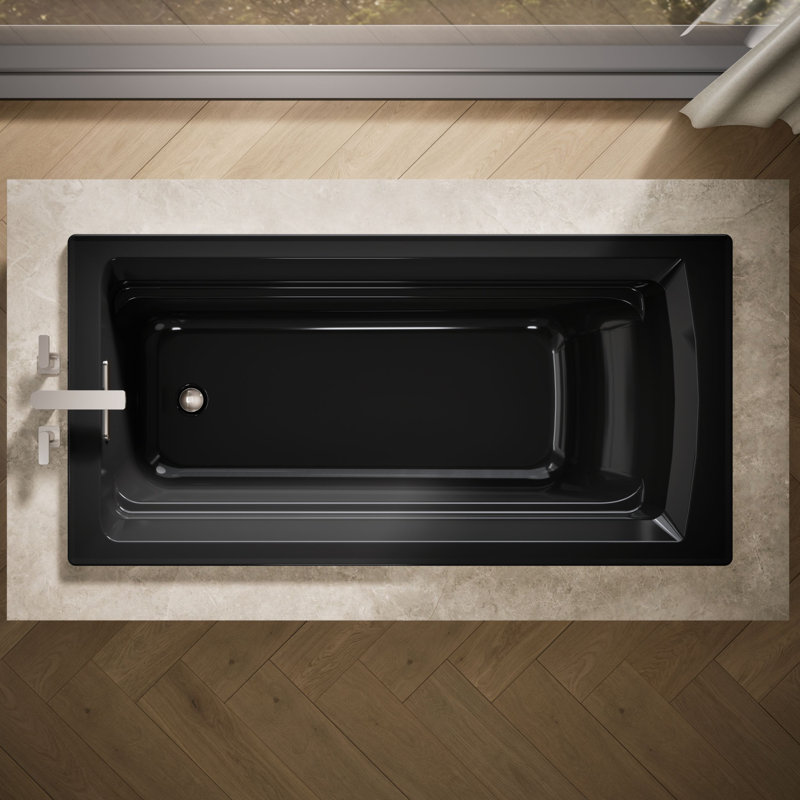 Archer 72" x 36" Drop-In Bathtub, Black