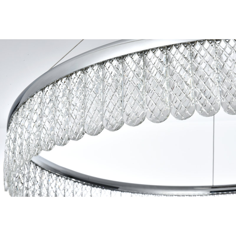 Yiana Dimmable LED Round / Oval Chandelier, Chrome, 4.5" H x 32" W x 32" D