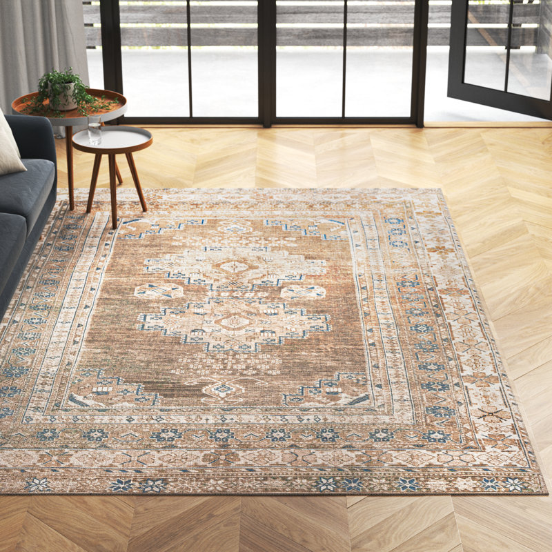 Tapis oriental en chenille lavable à la machine avec envers en toile Bria, Rectangle 7 pi 10 po x 10 pi 2 po