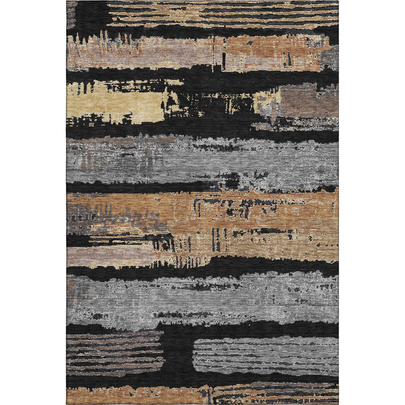 Premium Machine Washable Slesnick AMF1665 Stripes Rug, Rectangle 2'6" x 3'10"