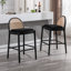 Tabourets de bar modernes avec tabourets de bar rembourrés avec dossier en rotin et pieds en bois-319298044-319297922