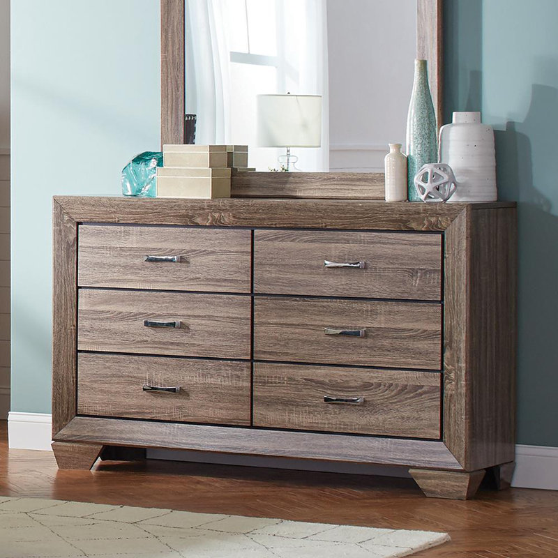 Commode double 6 tiroirs Forli, Brun