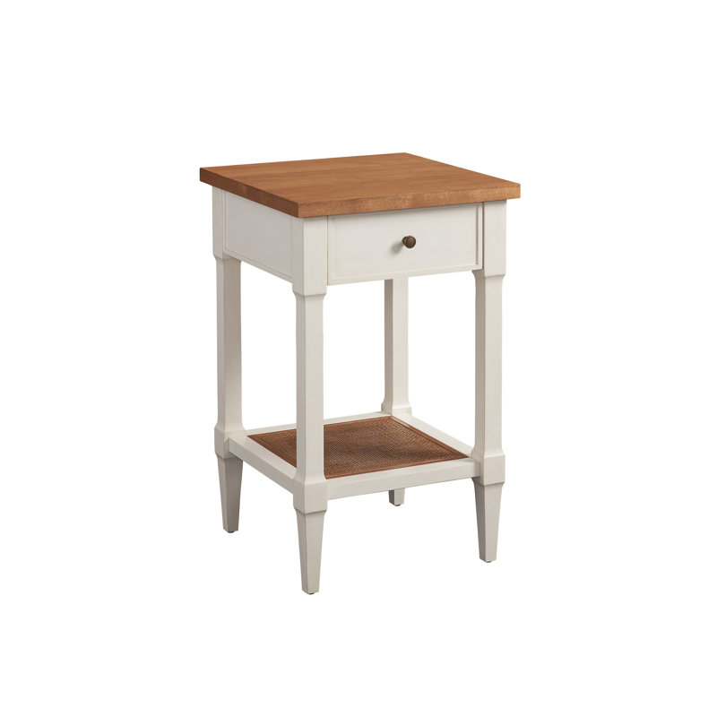 Laguna 1 - Drawer Solid Wood Nightstand, Brown/White