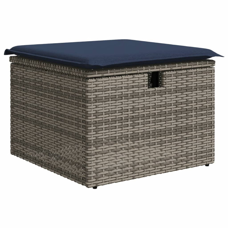  Ensemble de canapé de patio 8 pièces avec coussins en rotin de polyester, Gris, Bleu