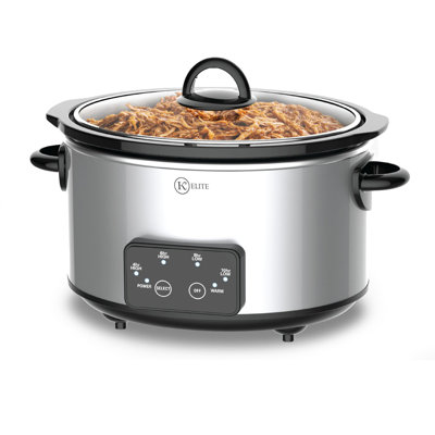 Mijoteuse ovale programmable en acier inoxydable avec couvercle en verre 4 pte Kitchen Elite