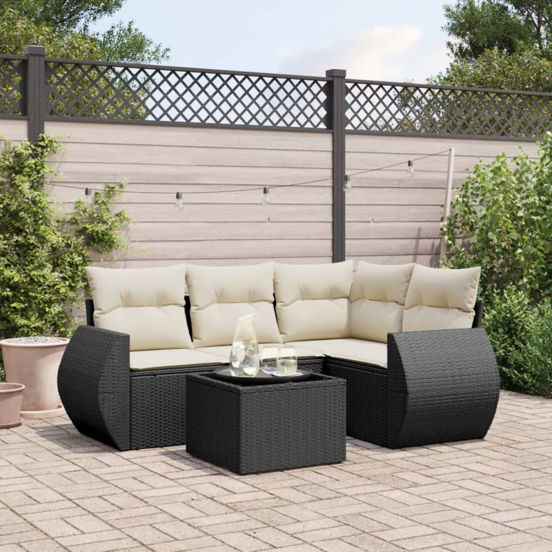 Ensemble de canapé de jardin Vidaxl noir, blanc crème