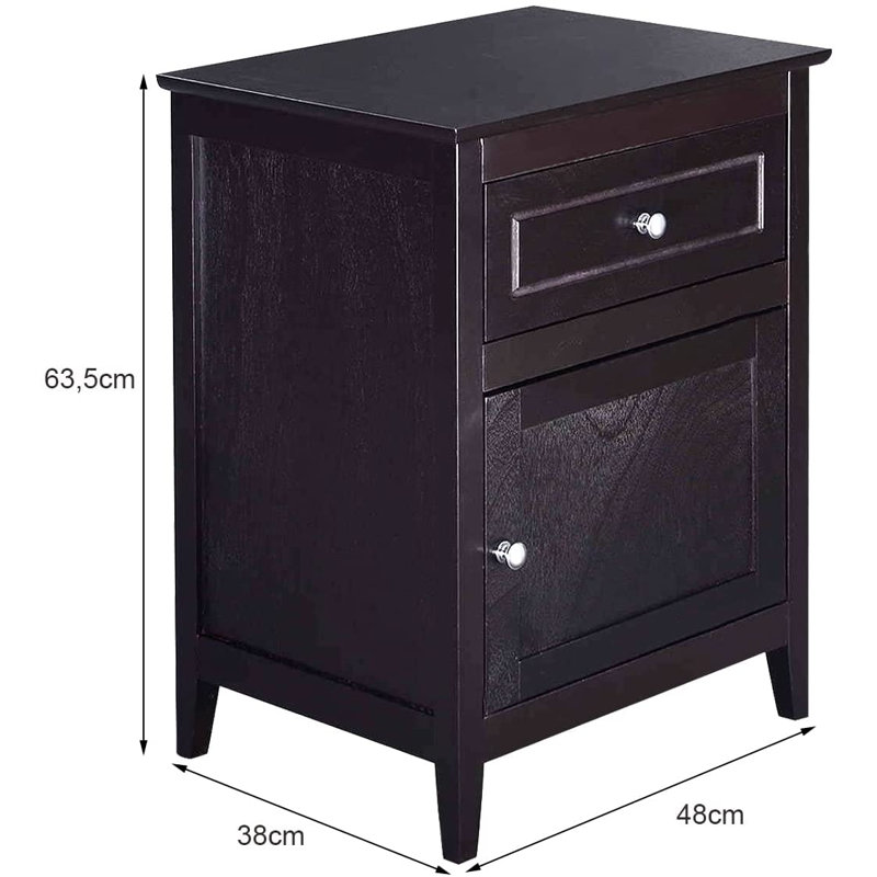 Dulles 48cm W Manufactured Wood Bedside Table, Coffee Brown