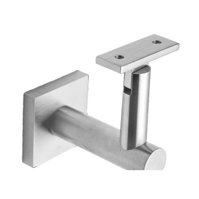 Glass Mount Handrail Bracket with Square Rose and Flat Plate
