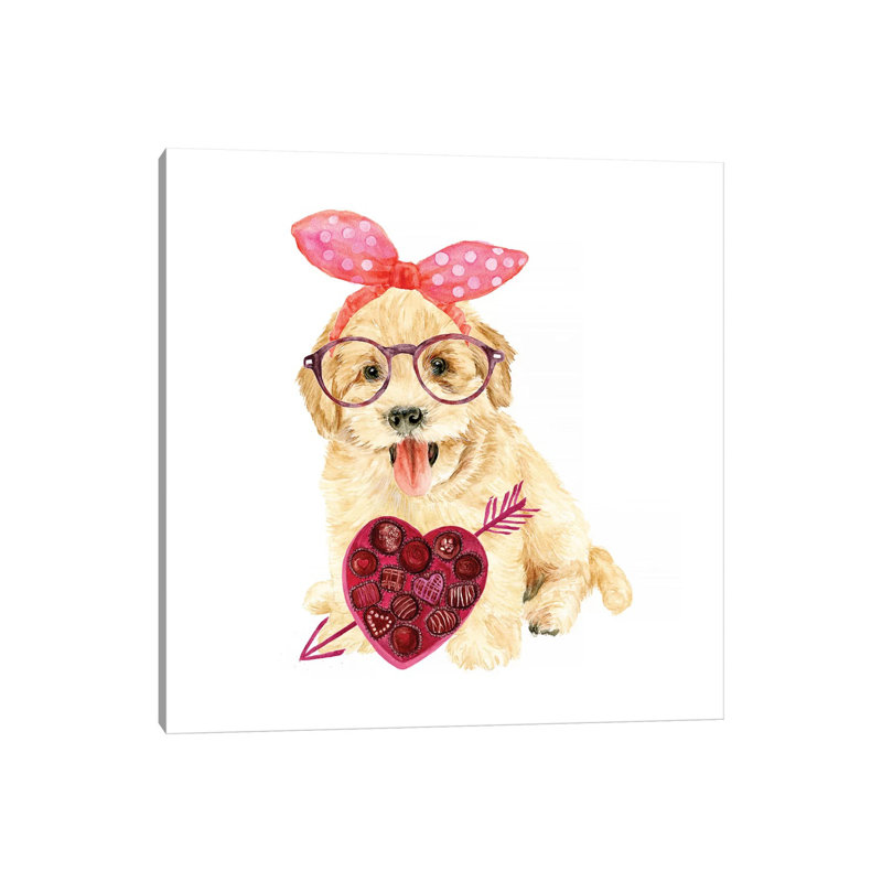 Valentine Puppy IV by Melissa Wang - Wrapped Canvas Painting, 45.72cm H x 45.72cm W x 1.91cm D