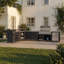 Ensemble de cuisine extérieure en cèdre en forme de U, 6 pièces, avec évier, espace barbecue, rangement et bar, noir-123633931