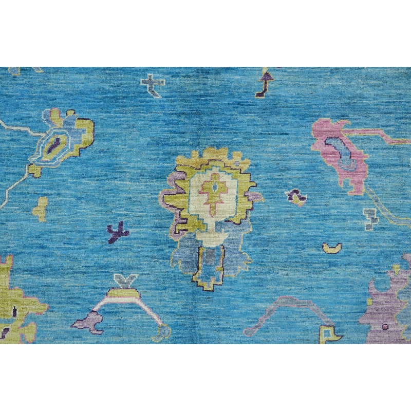 Tapis bleu noué à la main de haute qualité