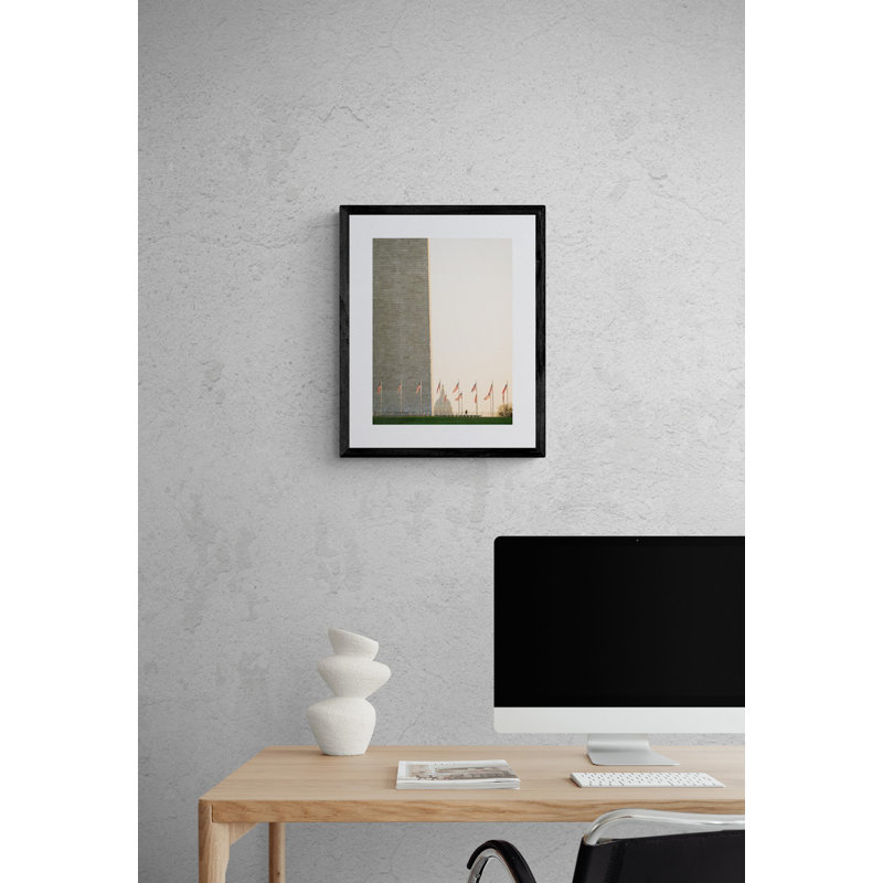 Washington Monument Flags Print by Angela Pan, Black Framed Paper, 21.25" H x 17.25" W