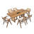 Mid-Century Modern Rectangular Waves Dining Table Set With Rattan Weave Design