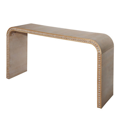 Console en bois naturel, table d'entrée de 59 po, table de style cascade courbée, console avec perles en bois, table d'entrée pour vestibule, couloir, salon, vestibule, couloir, bureau
