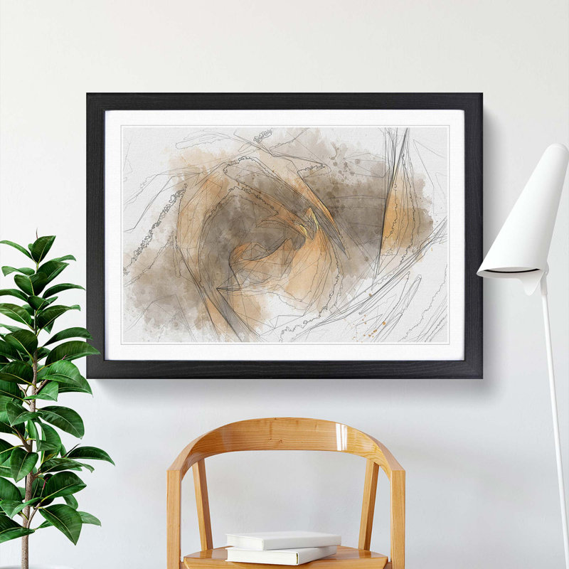 Orange Rose Flower in Abstract - Picture Frame Graphic Art Print, Black Framed, 62cm H x 87cm W x 2cm D