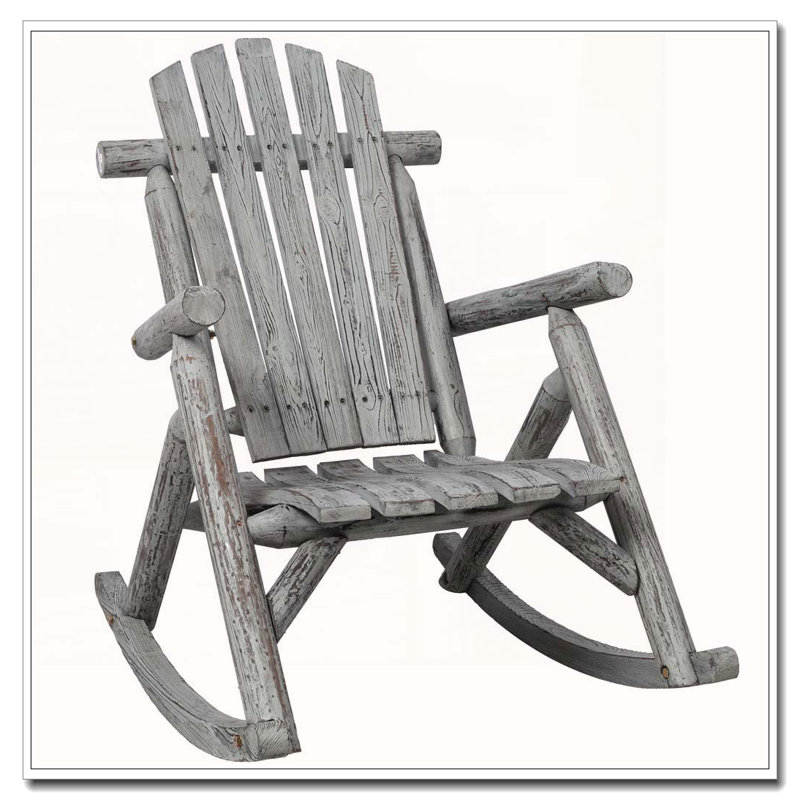 Chaise berçante en bois avec design ergonomique et dossier haut, Gris clair