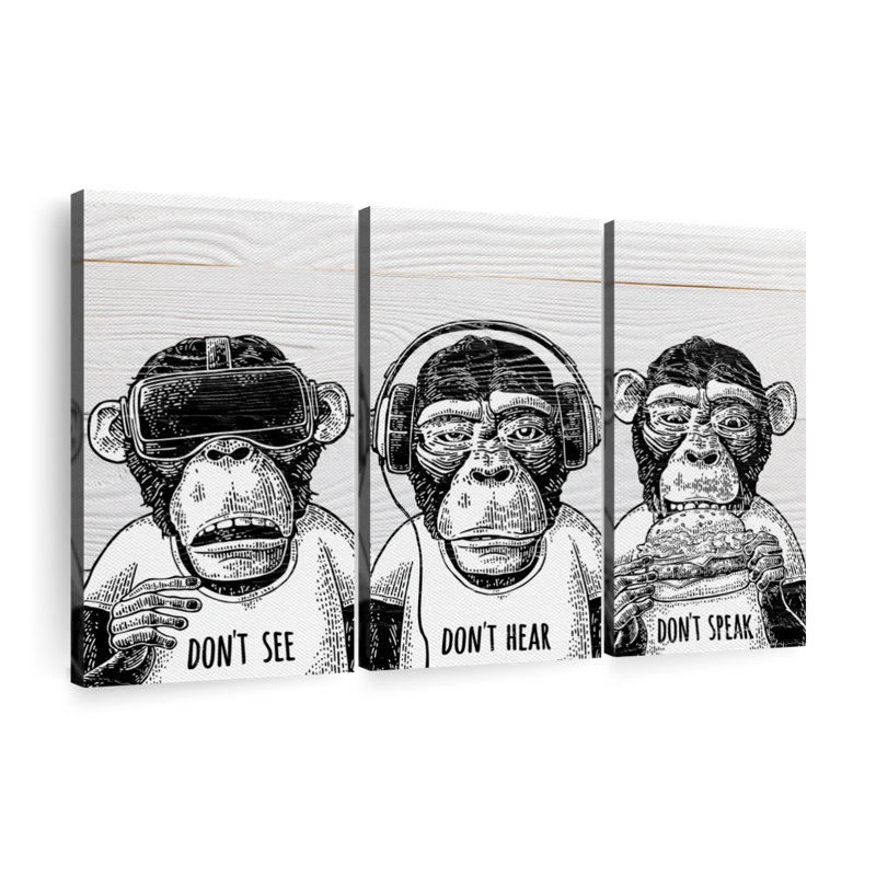 Cool Monkeys, reproduction d'art sur toile, H 24 po x l 38 po x P 1,25 po