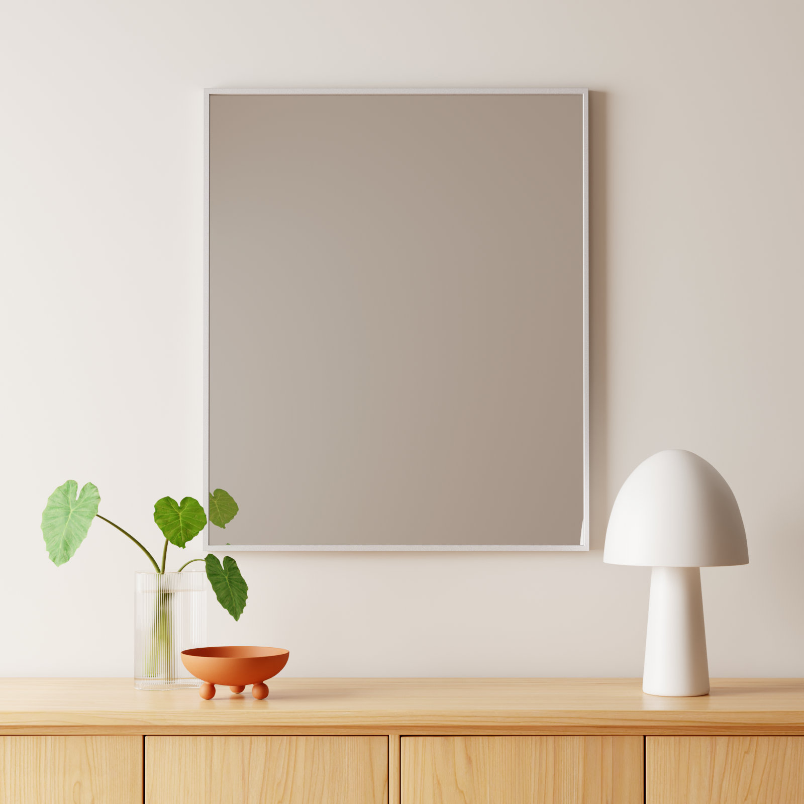 Sabine Metal Rectangle Wall Mirror, 36" x 30", Silver
