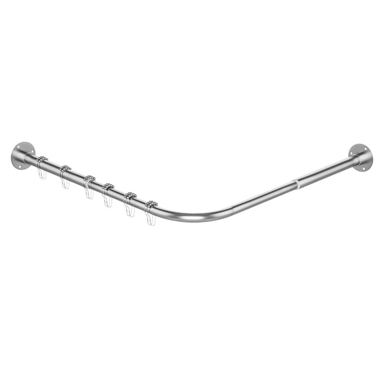 135cm L-Shaped Shower Curtain Pole, Sliver