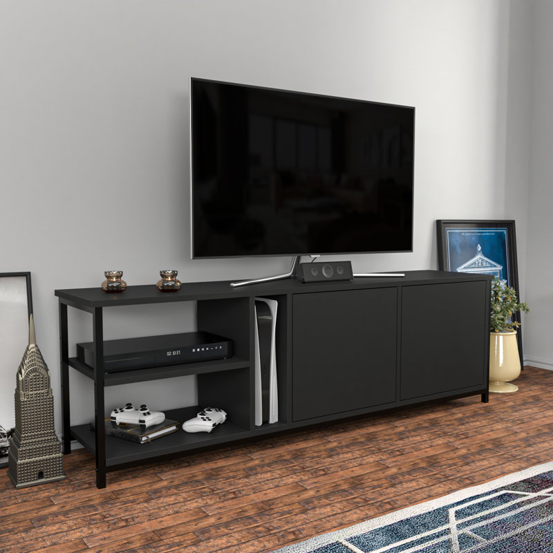Angelah TV Stand for TVs up to 70", Black/Black