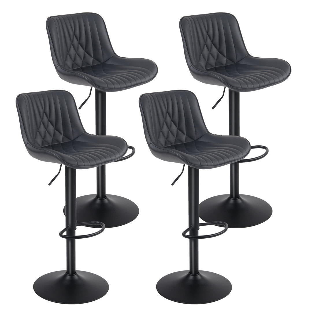 Swivel Adjustable Height Bar Stools Vegan Leather Upholstered Counter Stools Modern Pub Stool (Set of 4) Corrigan Studio® 