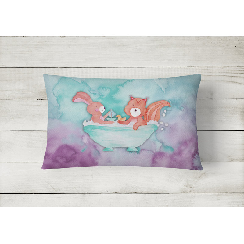  Coussin lombaire aquarelle lapin et écureuil