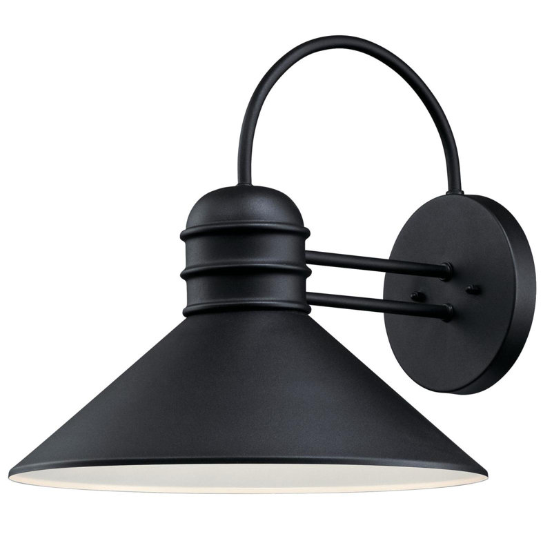 Luminaire de grange d'extérieur noir texturé Santana, Noir texturé, H 11 po x l 11 po x P 12,5 po