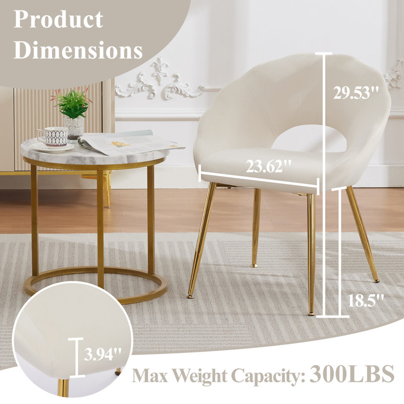 Chaise rembourrée avec dossier à accoudoirs, Beige