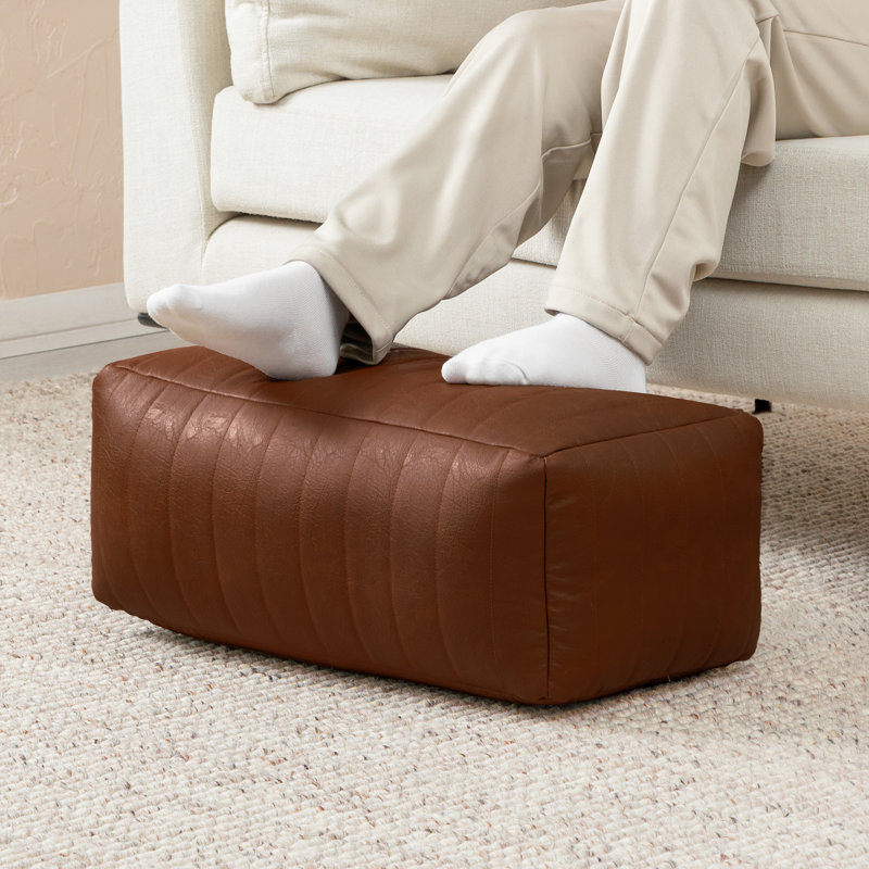 Repose-pieds Adelene Jae Florence - 20 x 12 x 10, Simili cuir, Cognac