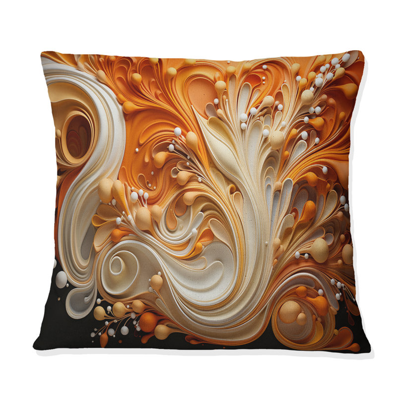 Coussin décoratif abstrait à motif de café - formes abstraites imprimées, 18" x 18"