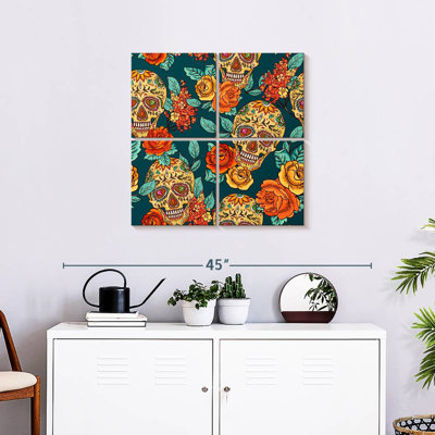 Day Of The Dead Floral Skulls