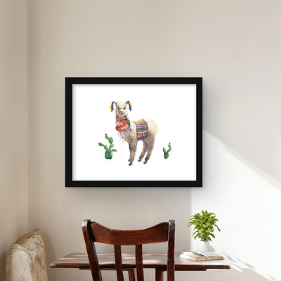 Lama Parade - Framed Matted Print for Bedroom Decor