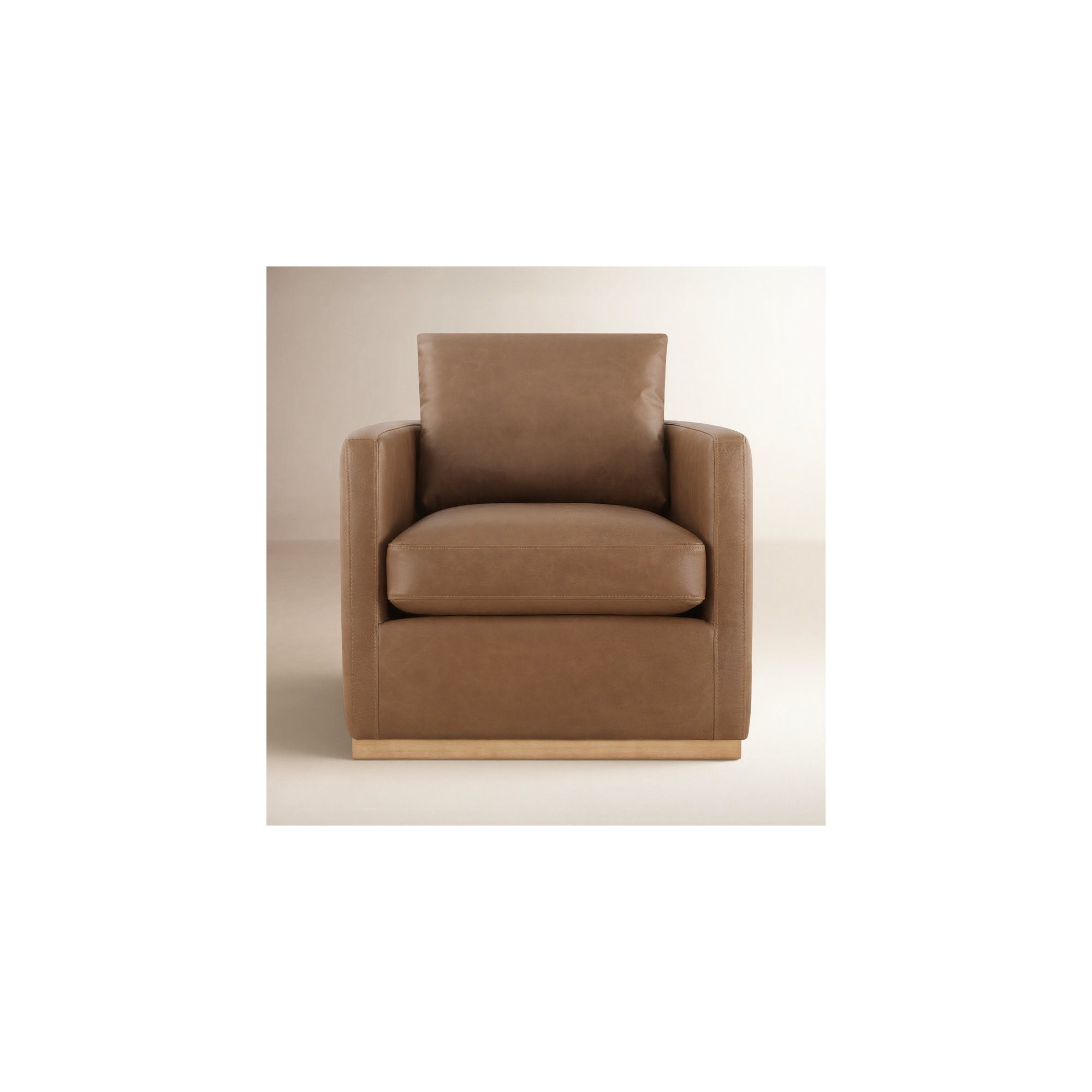 Bobbi Genuine Leather Swivel Armchair, Marseille Camel Top Grain Leather