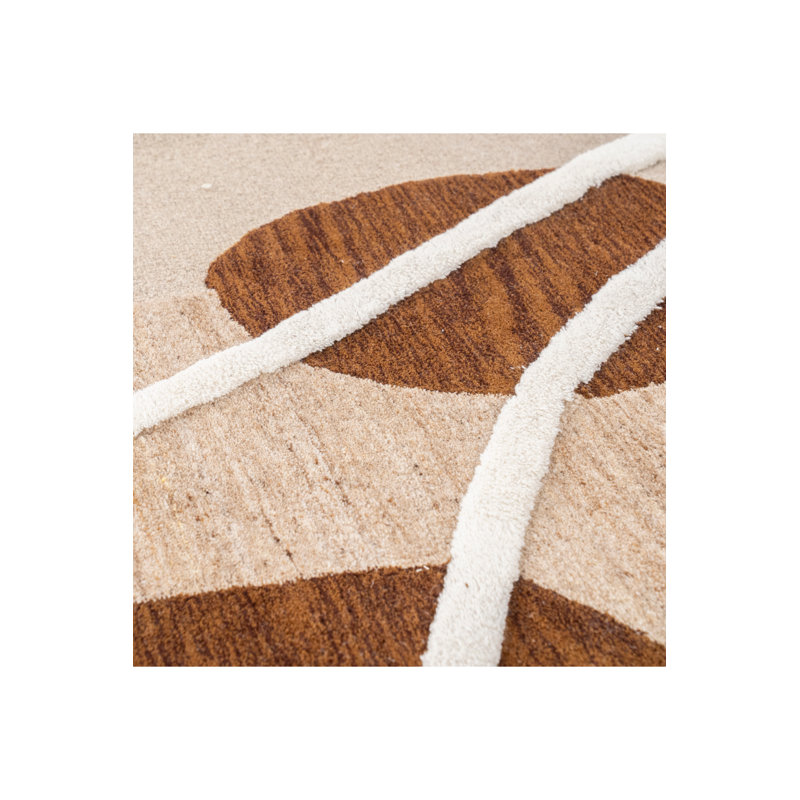 Rug Wool Geometric Area Rug in Brown