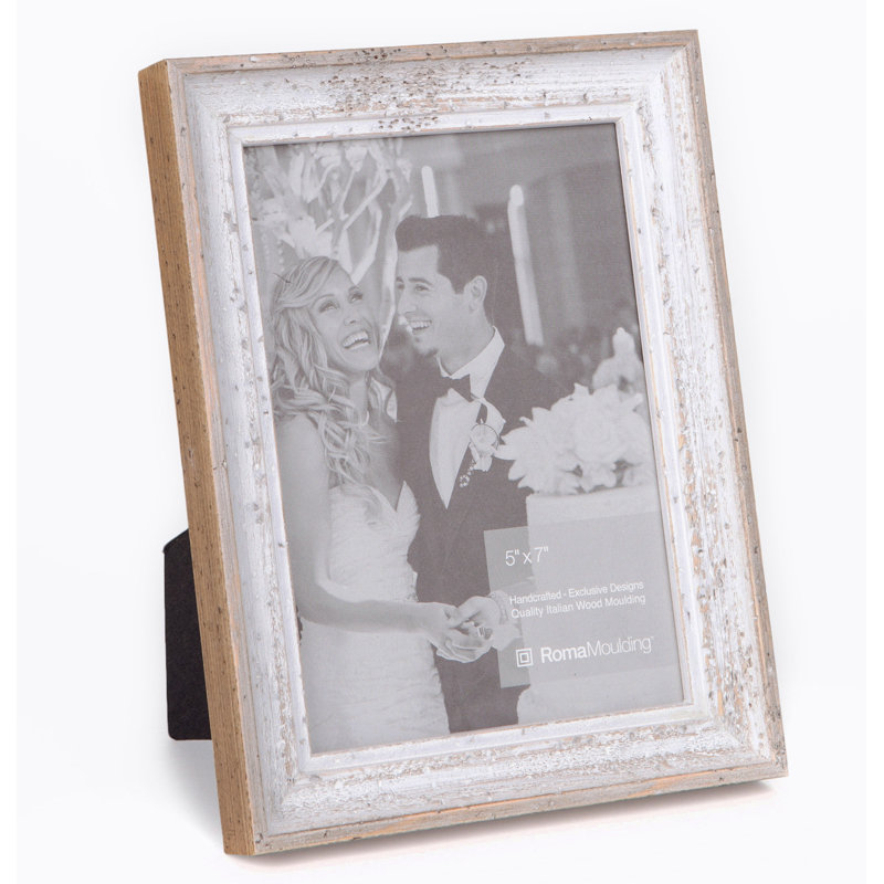 Garside Wood Embossed Picture Frame, 8" x 10", Rustic White