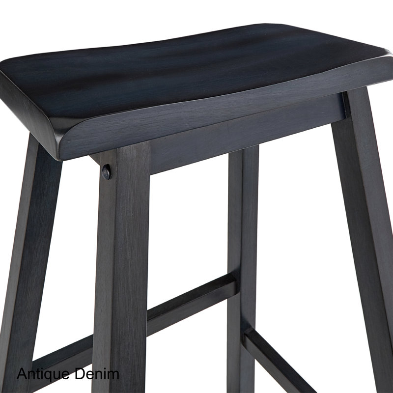 Whitworth Solid Wood Stool, Bar Stool (29" Seat Height), Antique Denim
