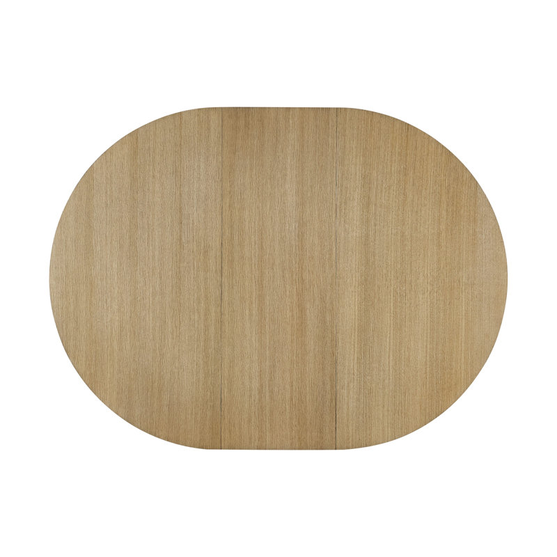 Blonde Oak Round Extendable Dining Table with Metal Base