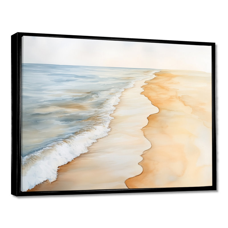 Décoration murale bord de mer Warm Sand Coastal Drift I - Beige, H 12 po x l 20 po, Cadre flottant noir