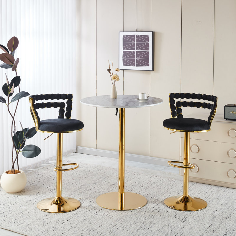 Table de bar 31,5 "pliable GOLDEN ET BLANC Tulip Bar Mid-Century pour 2 à 4 personnes